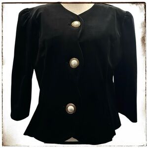 Miss Dorby Blazer 16 Velvet Black Jacket Vintage
